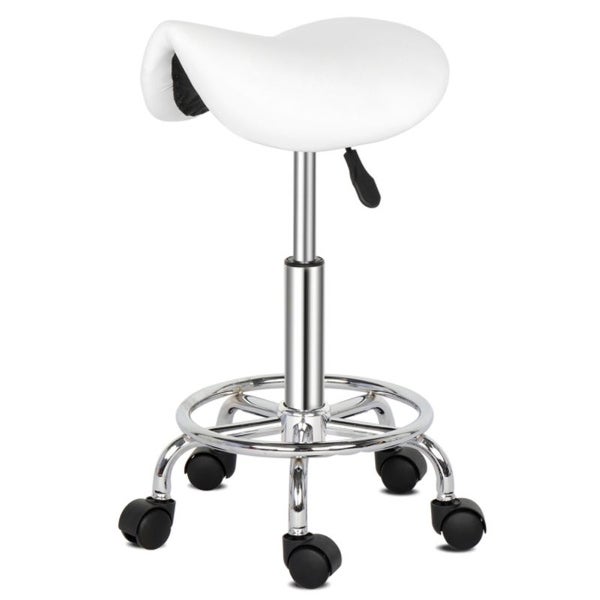 Saddle Stool Ha Ha Feet Rotation Bar Stool White - (37 x 34 x 51-65)cm (L x W x H)