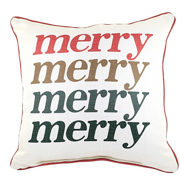 Merry Gradient Pillow Home Decor Winter Happy Little Birdie The Little Birdie Decorative Pillow