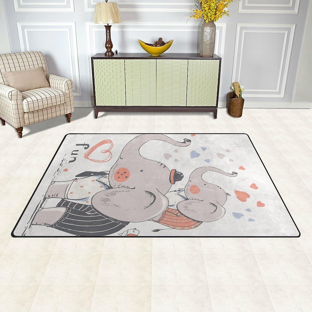 Colourlife Lightweight Carpet Mats Area Soft Rugs Floor Mat Doormat Decoration For Rooms Entrance 31 X 20 Inches Cute Elephants Family