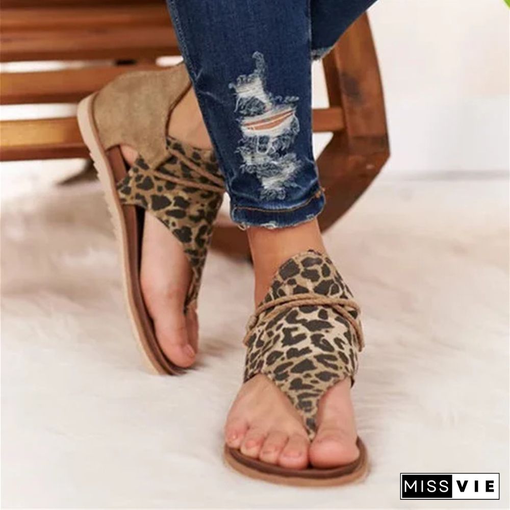 Fashion New Women Sandals Elegant Leopard Print Comfortable Boho Style Female Sandals Cover Heel Lady Casual Shoes Sandals