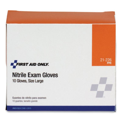 PhysiciansCare Ambidextrous Non-Sterile Single Use Nitrile Medical Gloves， Large， 10/Box (21226)