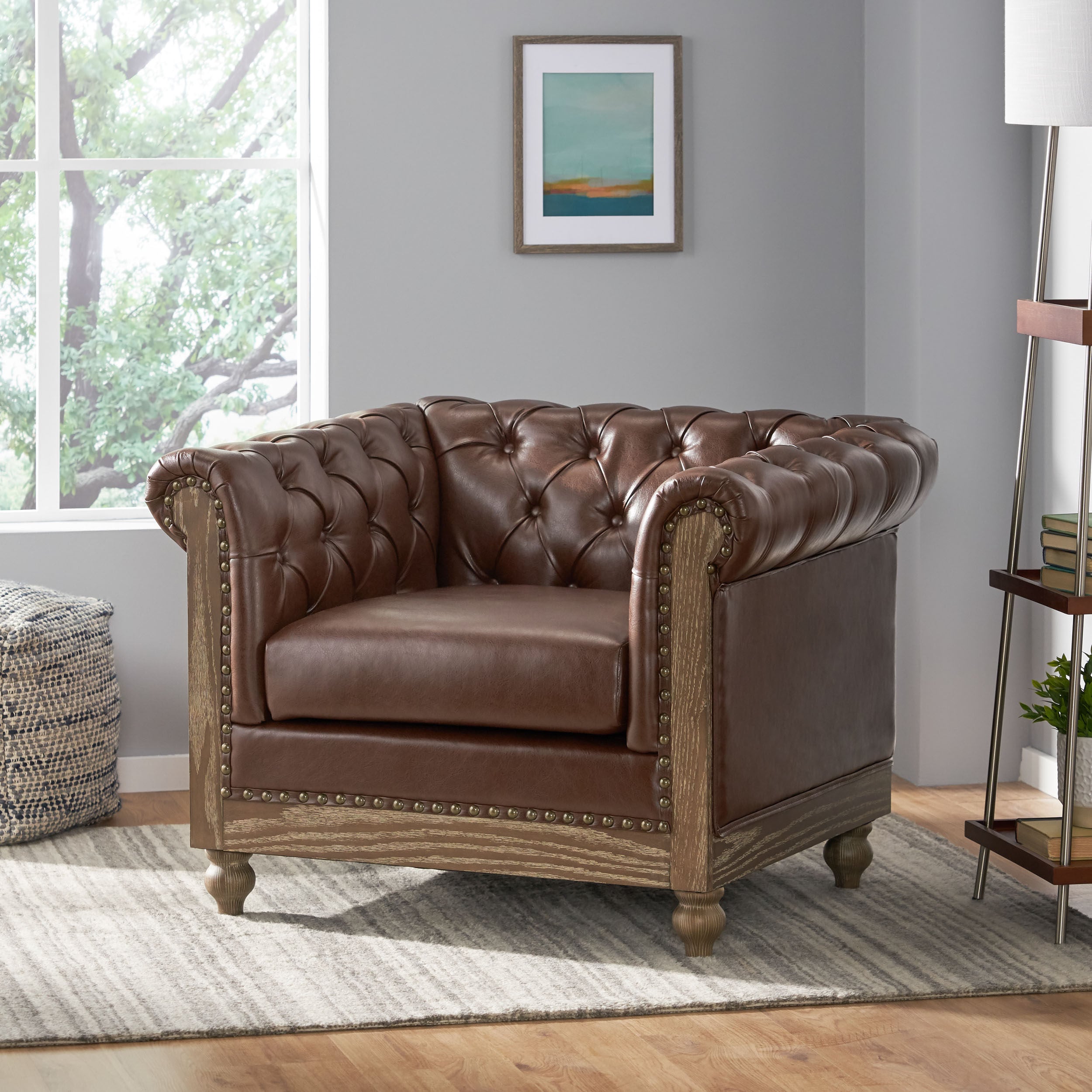 Batavia Chesterfield Tufted Club Chair with Nailhead Trim