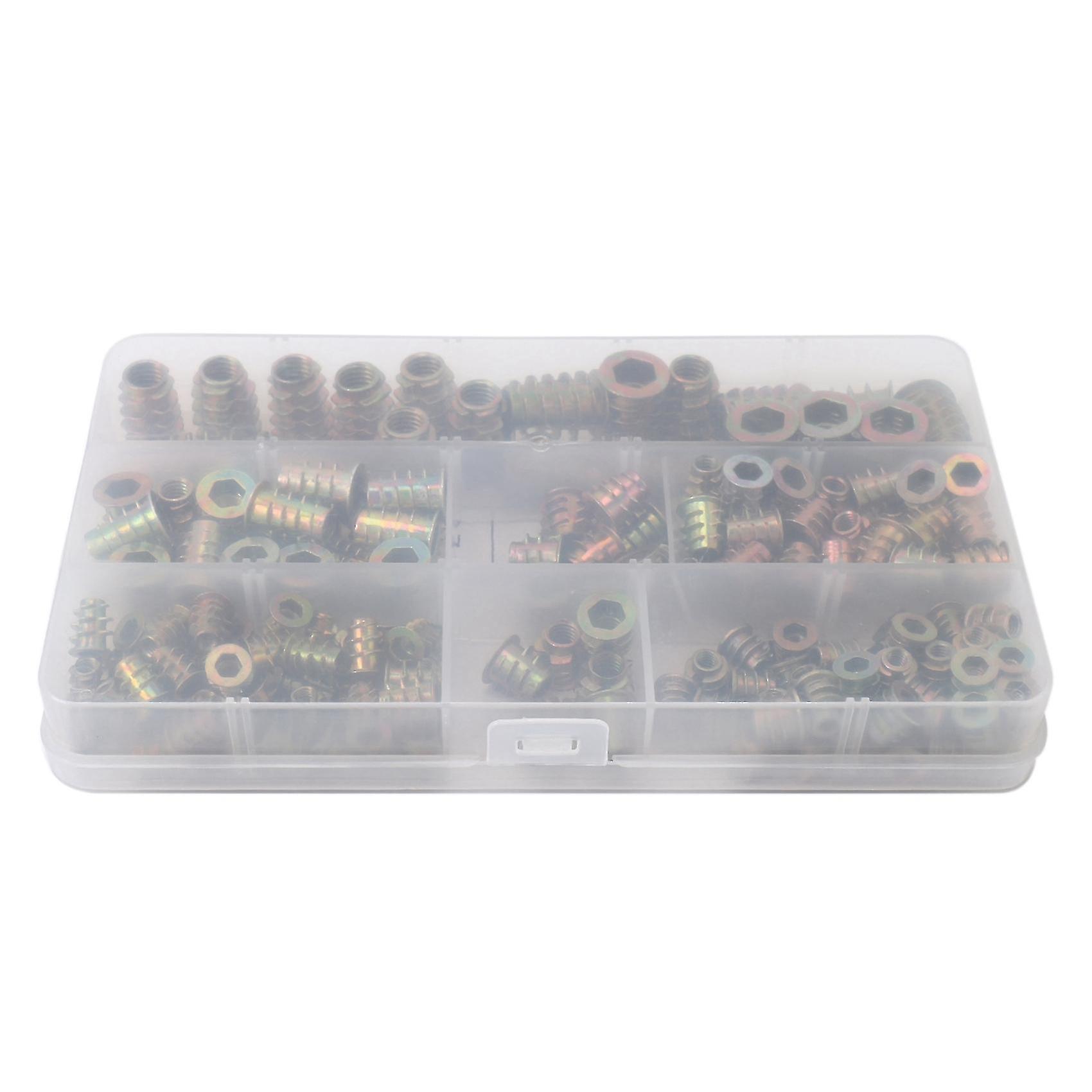 Threaded Inserts Nuts， Wood Insert Assortment Tool Kit， M4/m5/m6/m8 Furniture Screw Inserts Bolt Fa