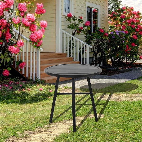 Outdoor 29 Inch Round Bistro Table with Powdercoated Iron Frame