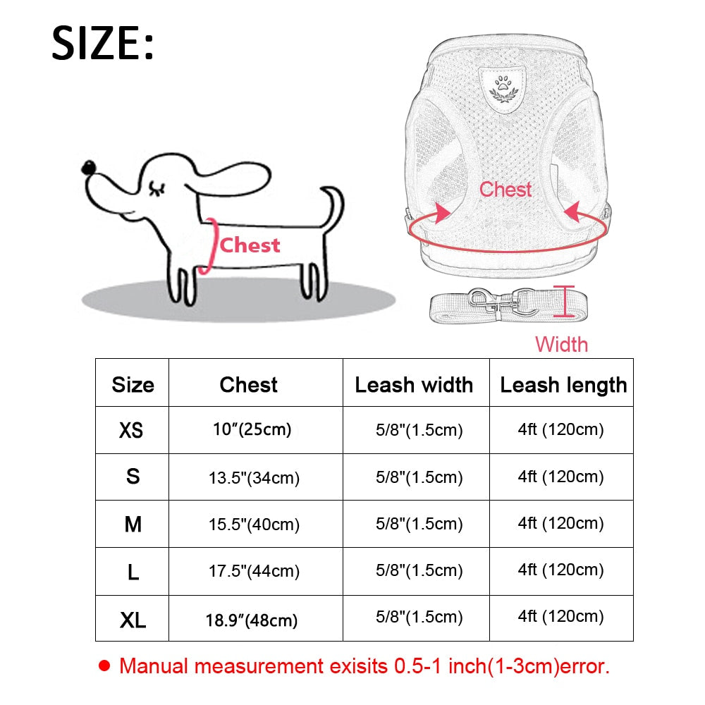 Jpetyy Dog Harness Adjustable Outdoor Pet Vest Soft Mesh Padded With Walking Leash