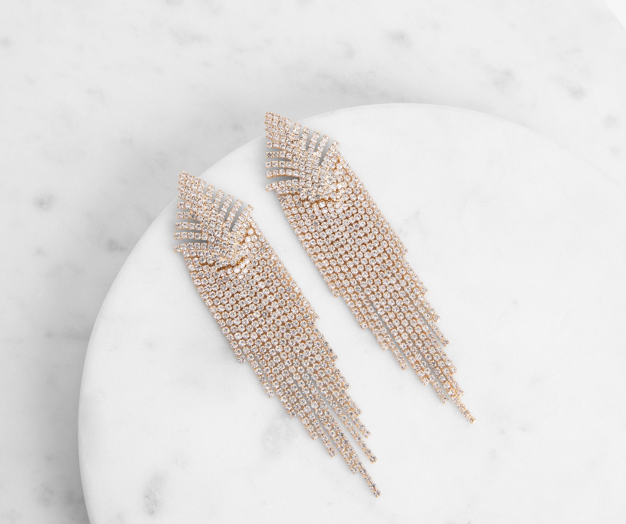 Unique Feels Rhinestone Fringe Earrings