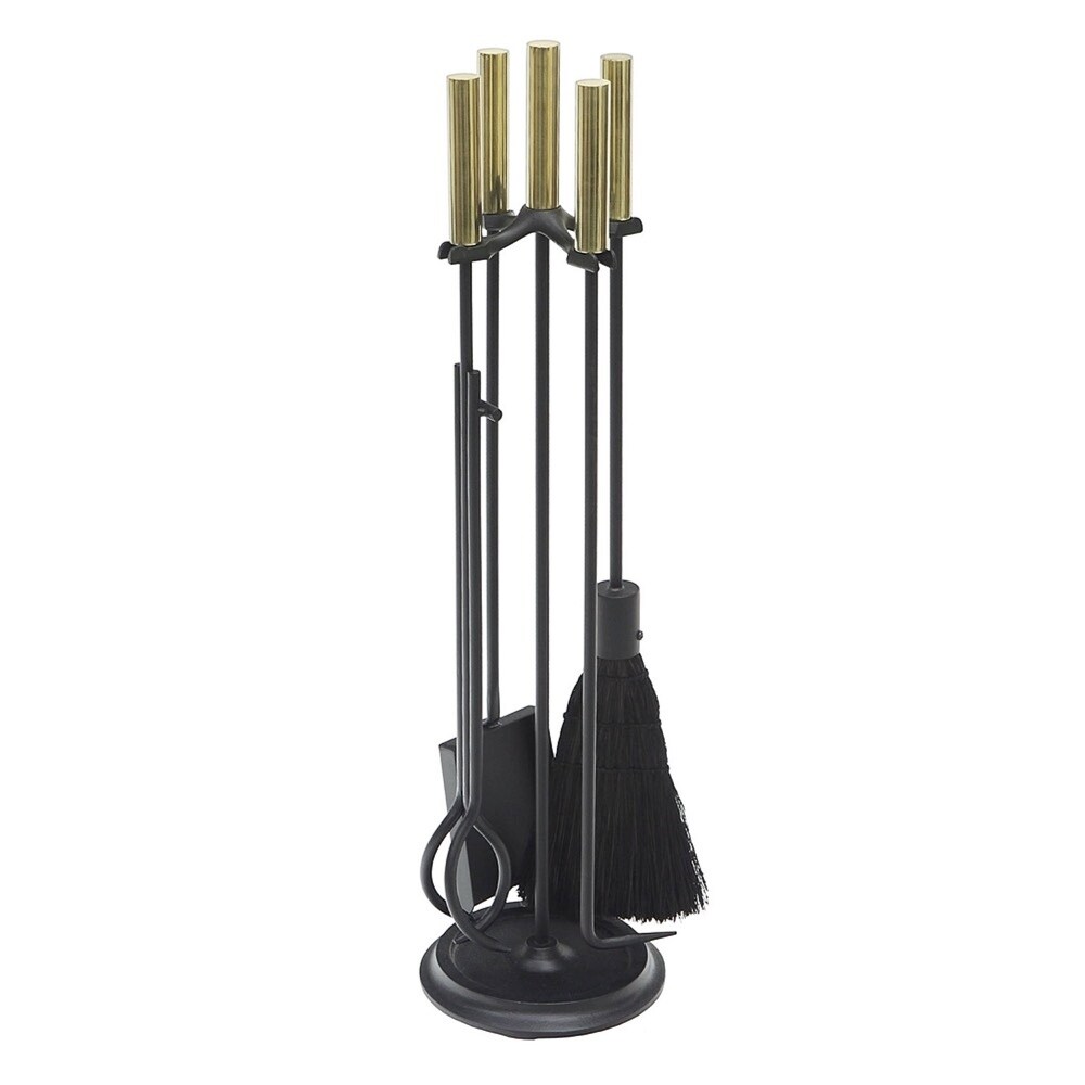 Minuteman International Bedford Black and Polished Brass Fireplace Tools (Set of 4)