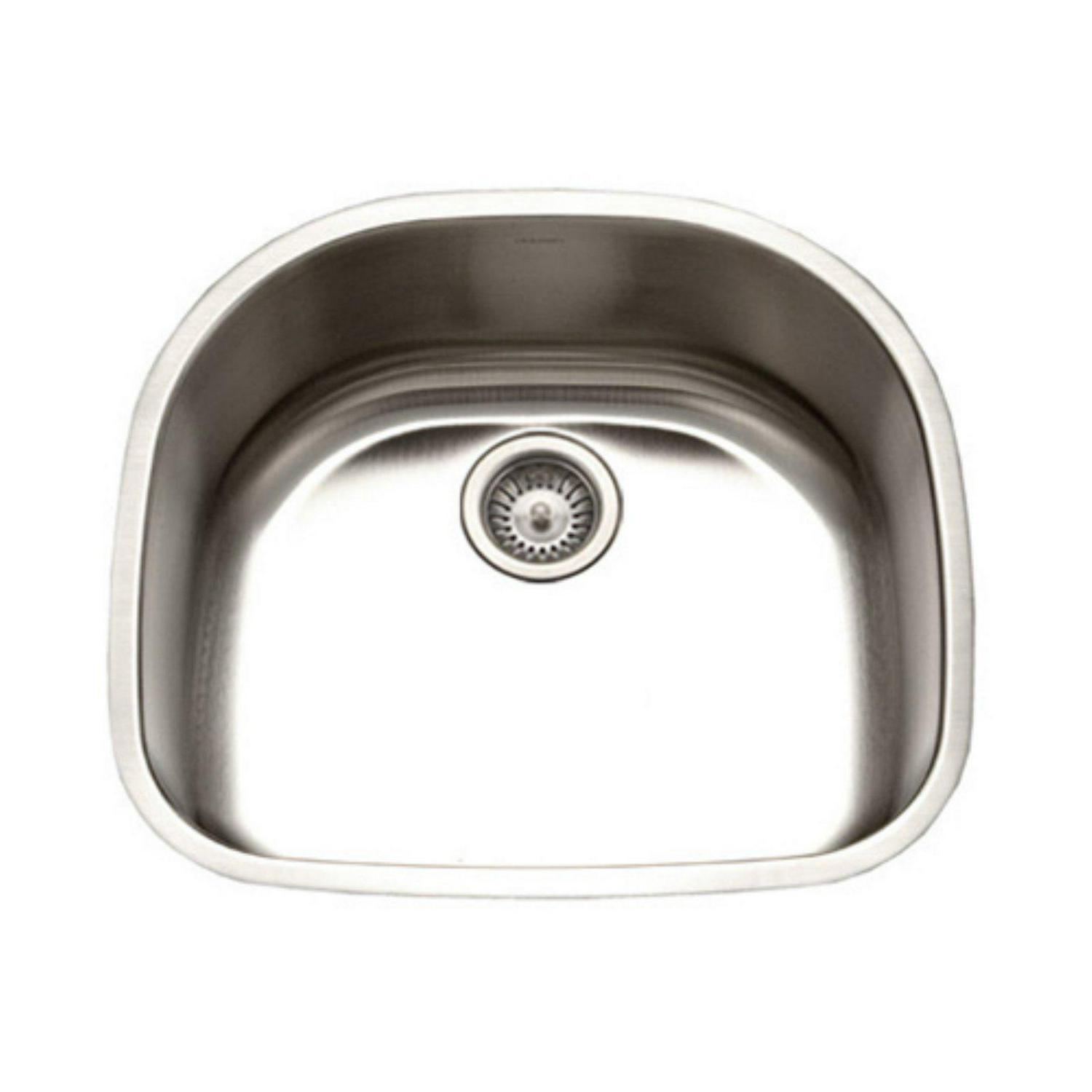 Houzer STS-1400-1 Eston Series Undermount Stainless Steel Single D Bowl Kitchen Sink， 18 Gauge