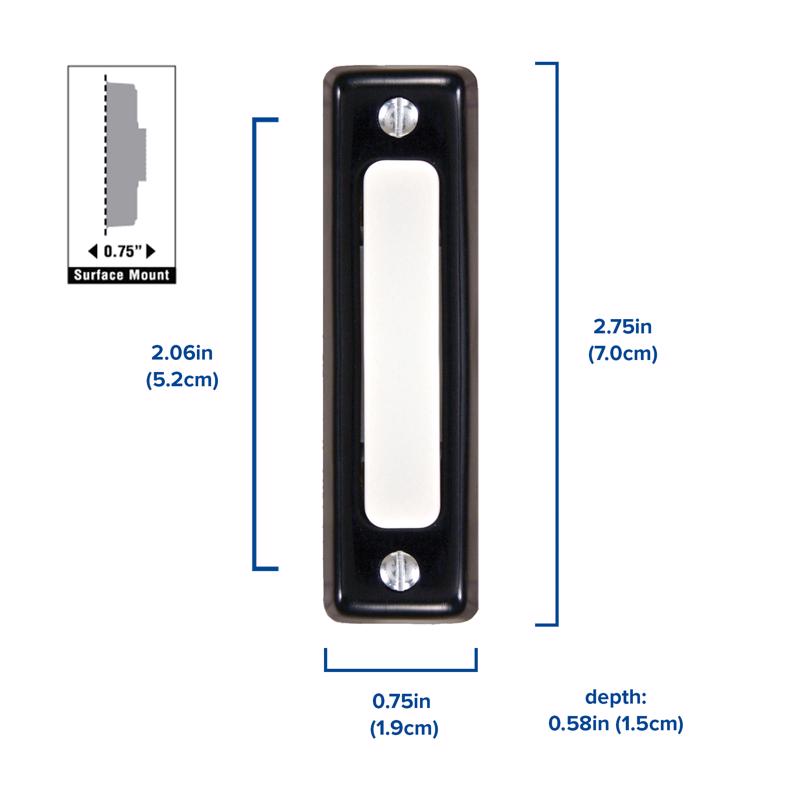 DOORBELL PUSH WIRED BLK