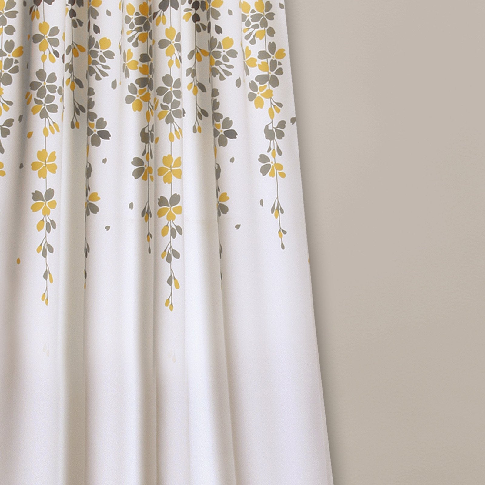 Lush Decor Weeping Flower Room Darkening Window Curtain Panels Yellow/Gray 52X952 Set