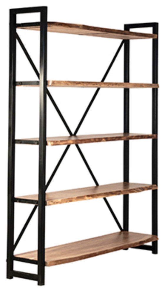 Live Edge Wood  ampIron Shelf   Industrial   Bookcases   by Design Mix Furniture  Houzz