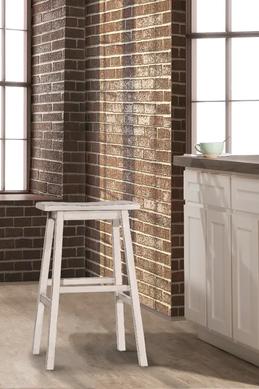 Farmhouse Sea White Backless Bar Stool - Moreno