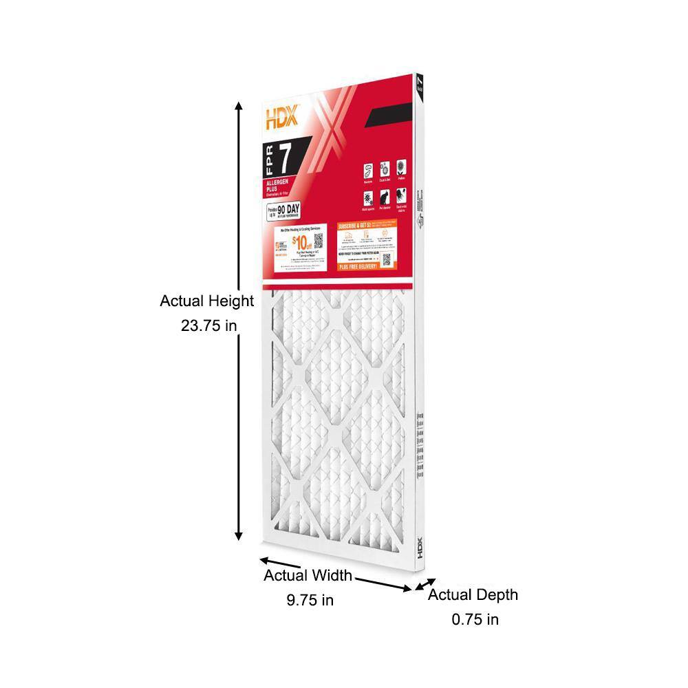 HDX 10 in. x 24 in. x 1 in. Allergen Plus Pleated Air Filter FPR 7 HDX1P7-011024