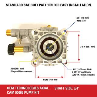 SIMPSON OEM Technologies Horizontal Axial Cam Pump Kit 90028 for 3300 PSI at 2.4 GPM Pressure Washers 90028