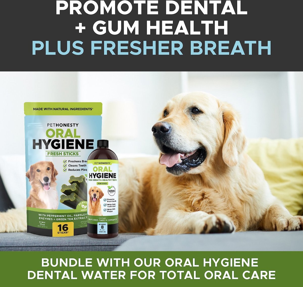 PetHonesty Dental Health Fresh Sticks Mint Flavor Dog Dental Treats