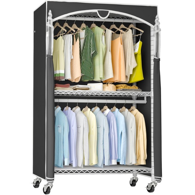 Vipek V12c Heavy Duty Rolling Garment Rack With Cover Clothing Rack White Rack With Clear Window Cover