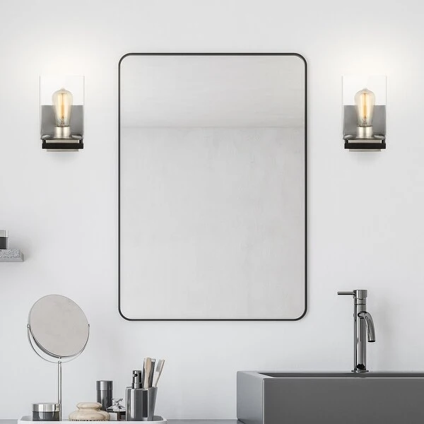 Crossroads 1 Light Vanity Matte Black with Clear Glass