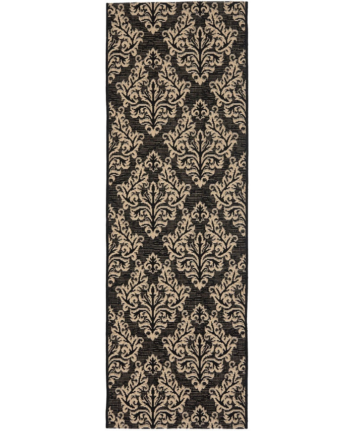 Safavieh Courtyard CY6930 Black and Creme 2'3 x 8' Runner Outdoor Area Rug