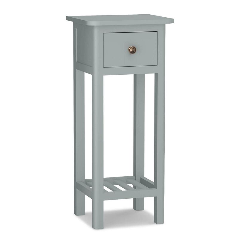 2 Tier Slim Nightstand Bedside Table with Drawer Shelf