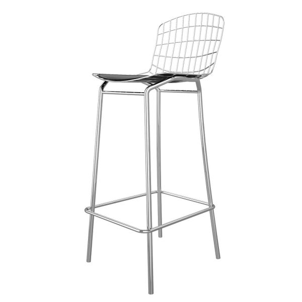 Madeline Barstool in Silver and Black