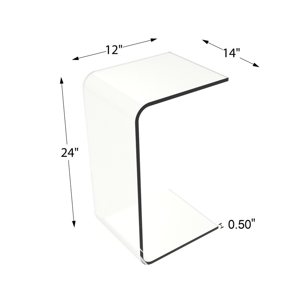 Acrylic Side Table Clear and Modern C Style Vertical End Table by Lavish Home