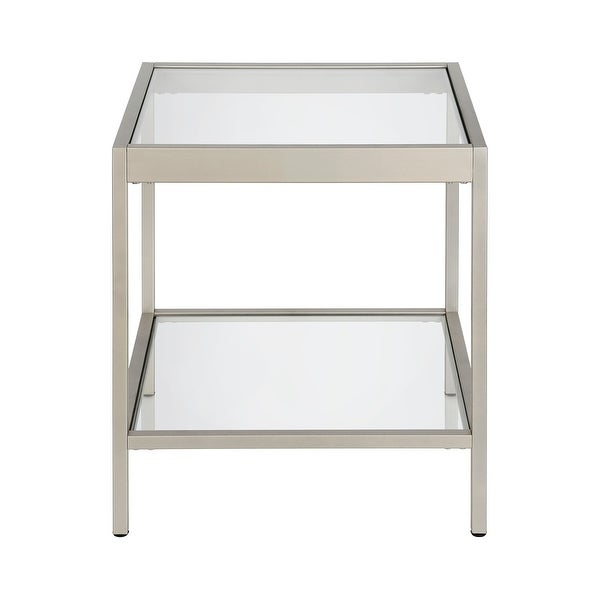 Alexis Modern Metal and Glass Square Side Table