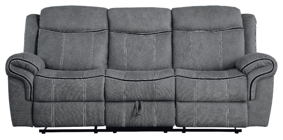 Acme Zubaida Sofa With USB Port and ConsoleMotion Two Tone Gray Velvet   Transitional   Sofas   by AMOC  Houzz