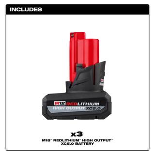 MW M12 12-Volt Lithium-Ion XC High Output 5 Ah Battery (3-Pack) 48-11-2450-48-11-2450-48-11-2450