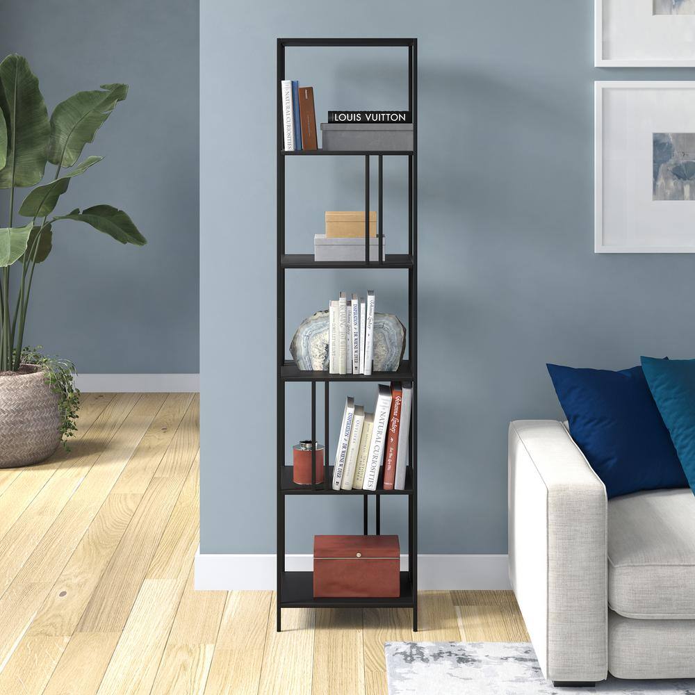 MeyerCross Ernest 76 in. Blackened Bronze 5-Shelf Standard Bookcase BK0995