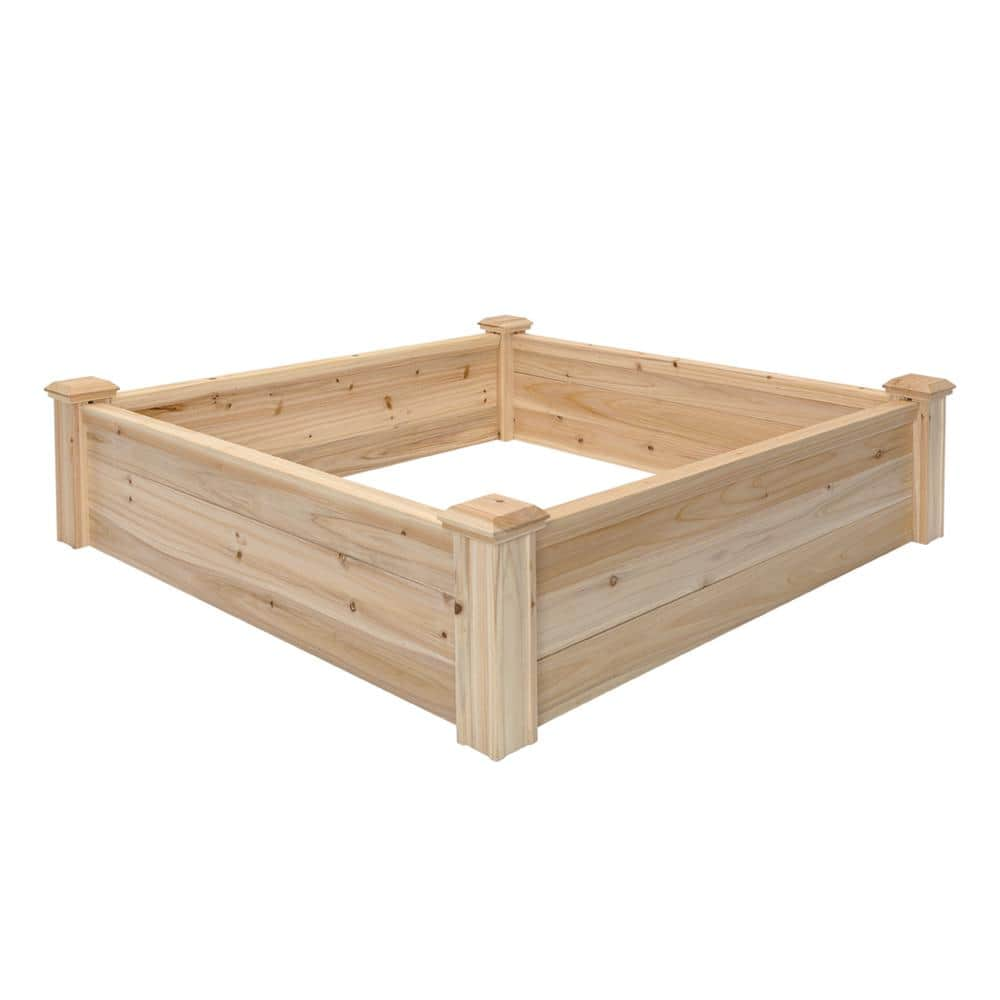 Outdoor Essentials Heirloom 4 ft. x 4 ft. Deluxe Cedar Raised Garden Bed (Tool Free) 472551