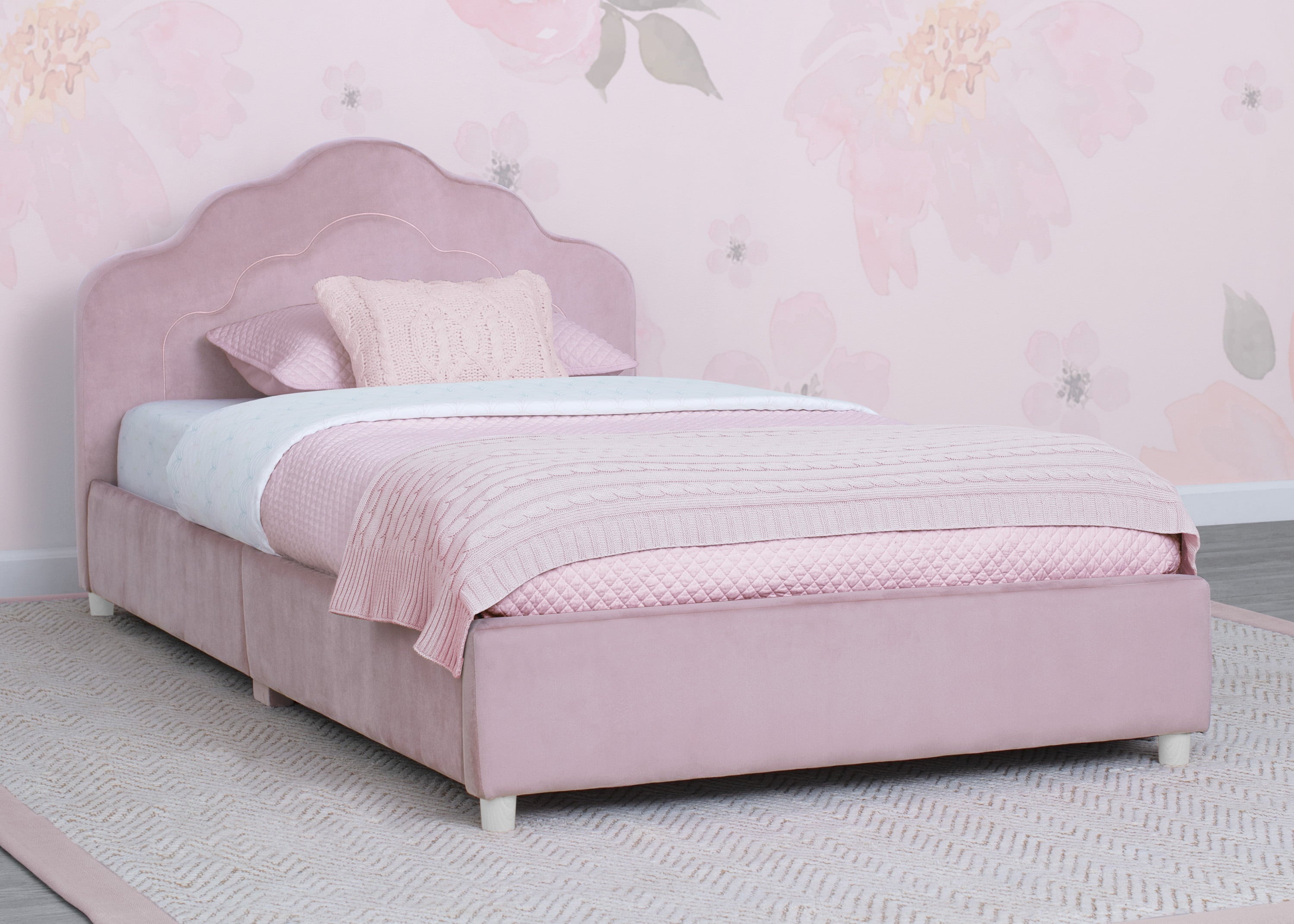 Delta Children Comfort Wood Upholstered Bed, Twin, Rose Pink