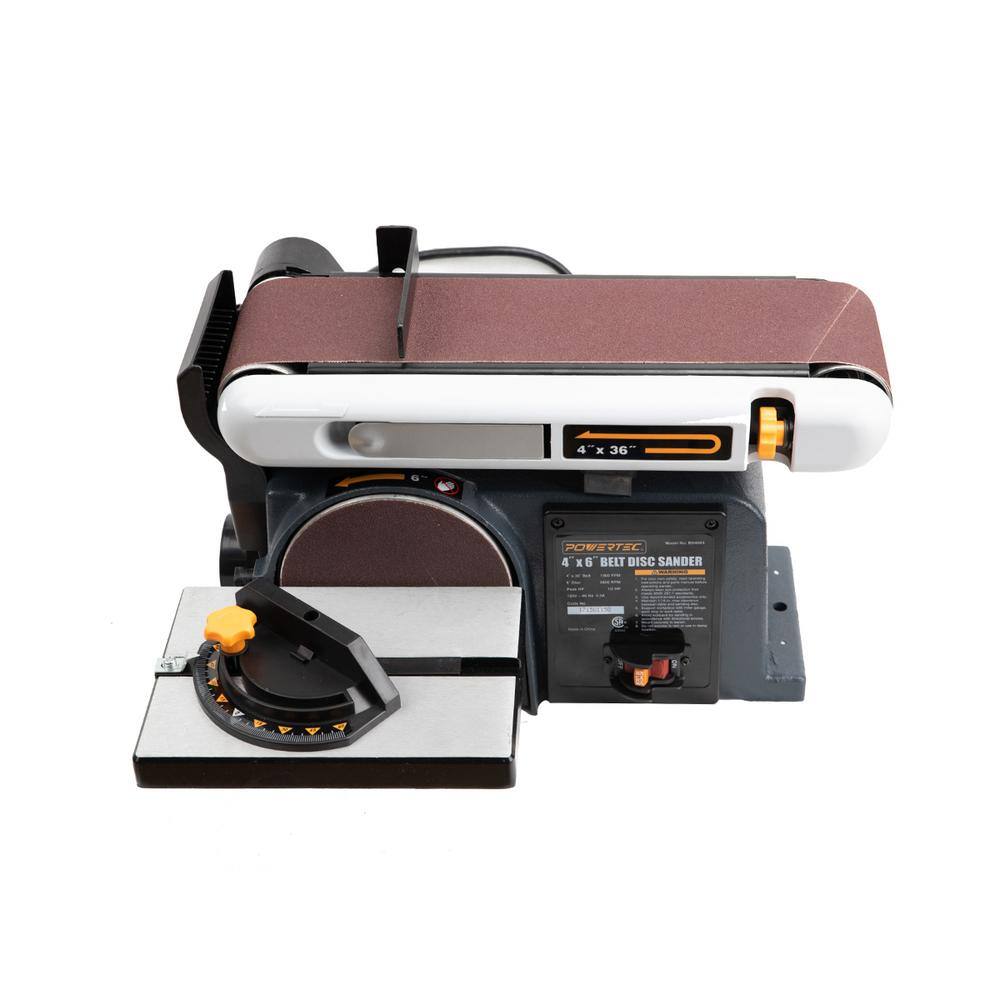 POWERTEC 4 in. x 36 in. Belt Sander with 6 in. Sanding Disc Belt Disc Sander for Woodworking BD4600