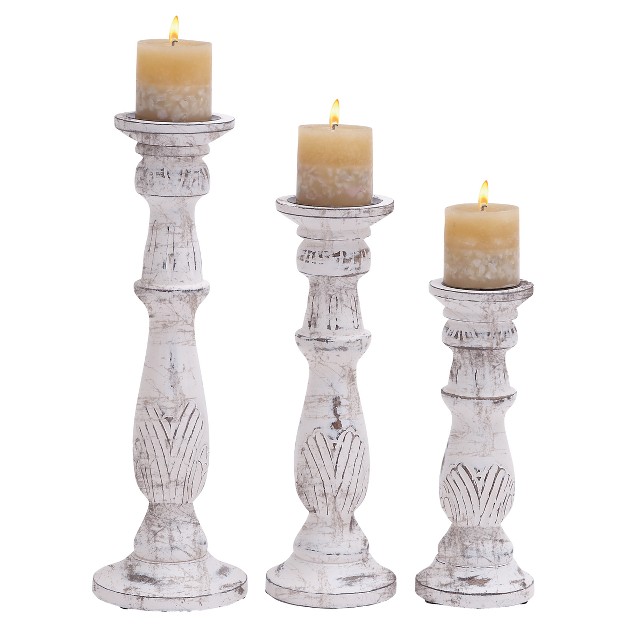 Traditional Candle Holder Set Of 3 White Olivia amp May