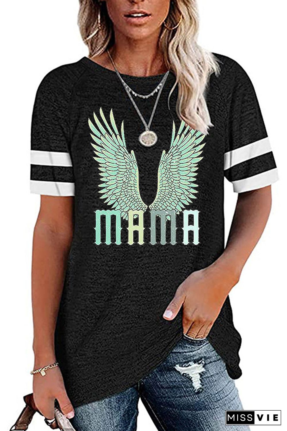 MAMA Wings Printed Graphic Tees for Women Wholesale