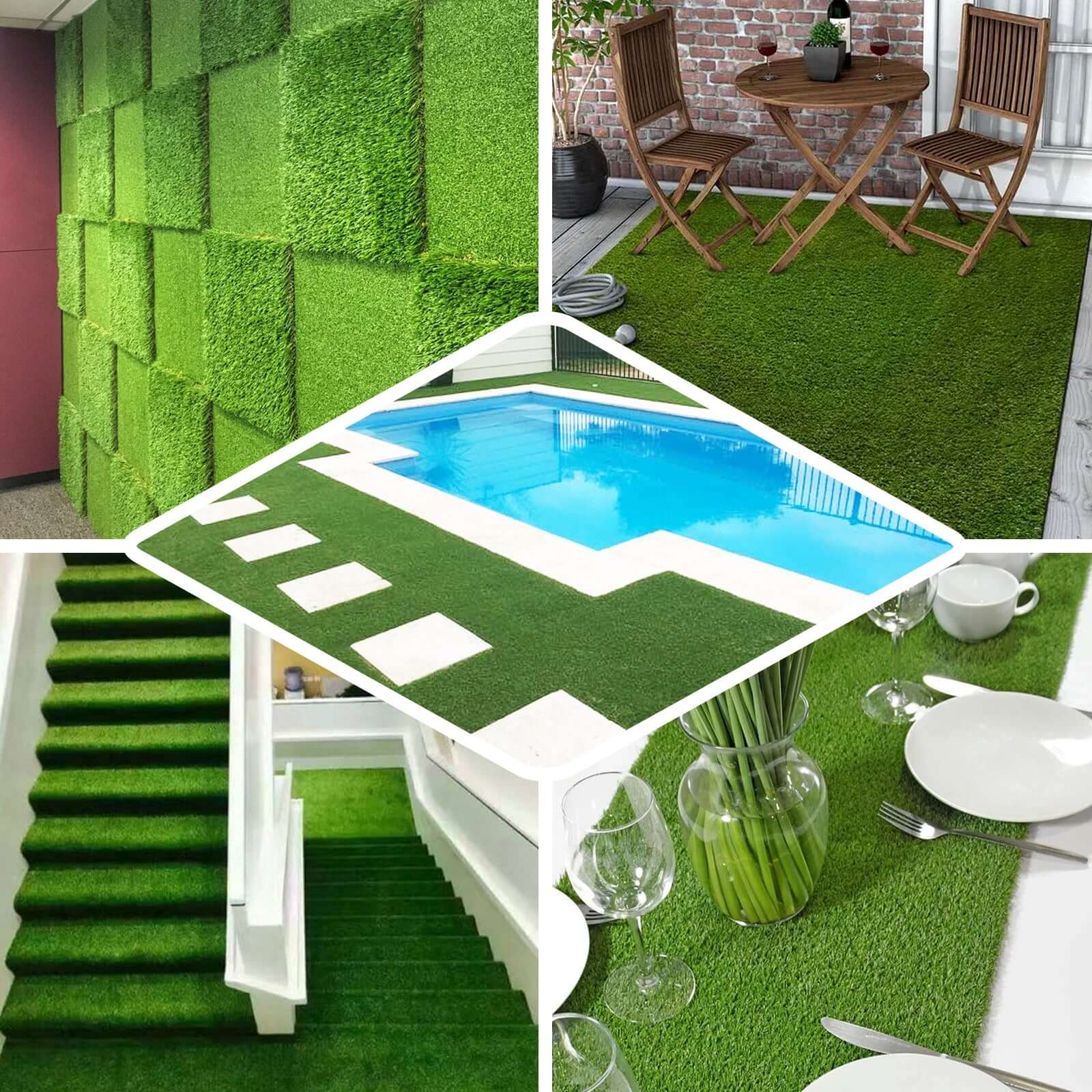 Green Artificial Grass Carpet Rug Indoor Outdoor Synthetic Garden Mat Landscape Turf Lawn 5ftx3ft