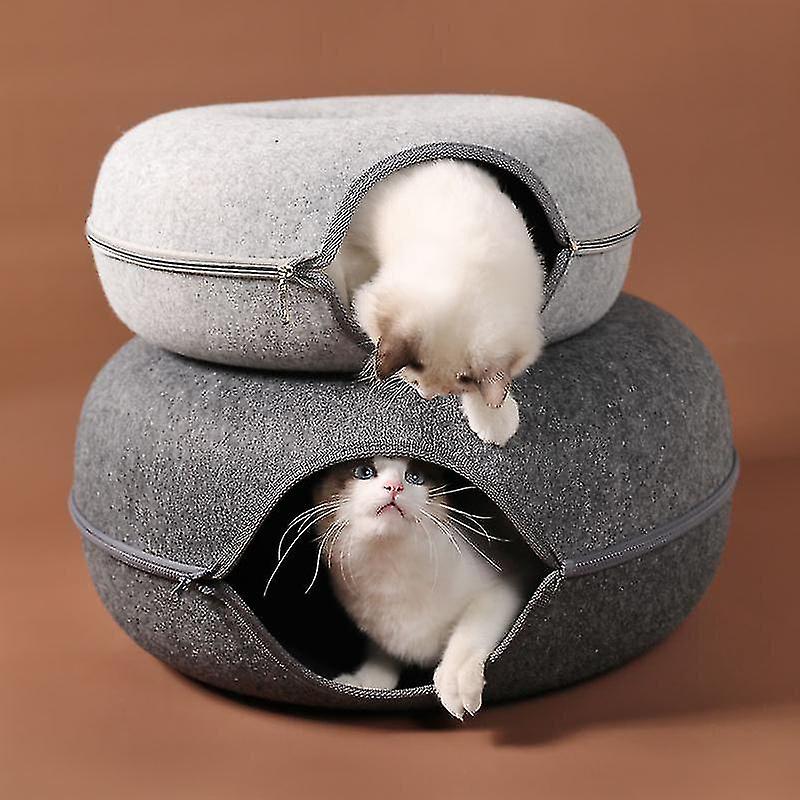 1 Pcs Pet Tunnel Donut Cat Bed(dark Gray)