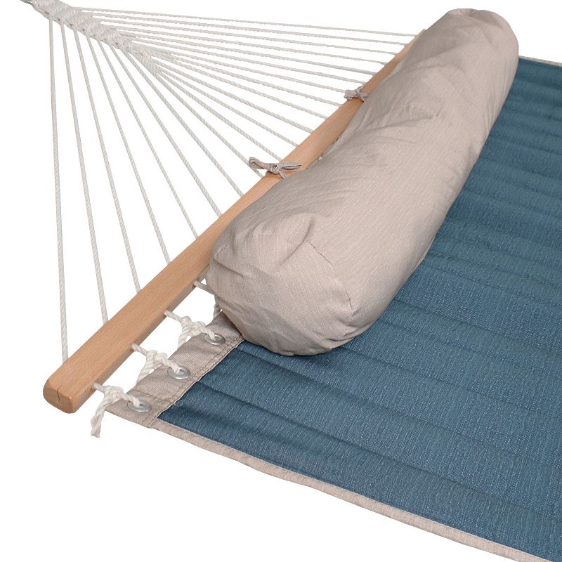 Sunnydaze 2-Person Quilted Fabric Hammock with Steel Stand - Tidal Wave