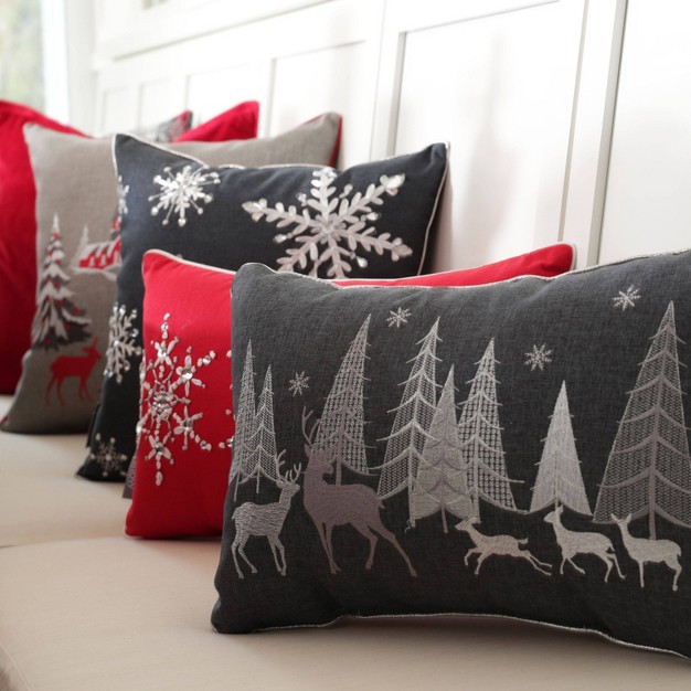 Indoor Christmas Forest Scene Rectangular Throw Pillow Pillow Perfect