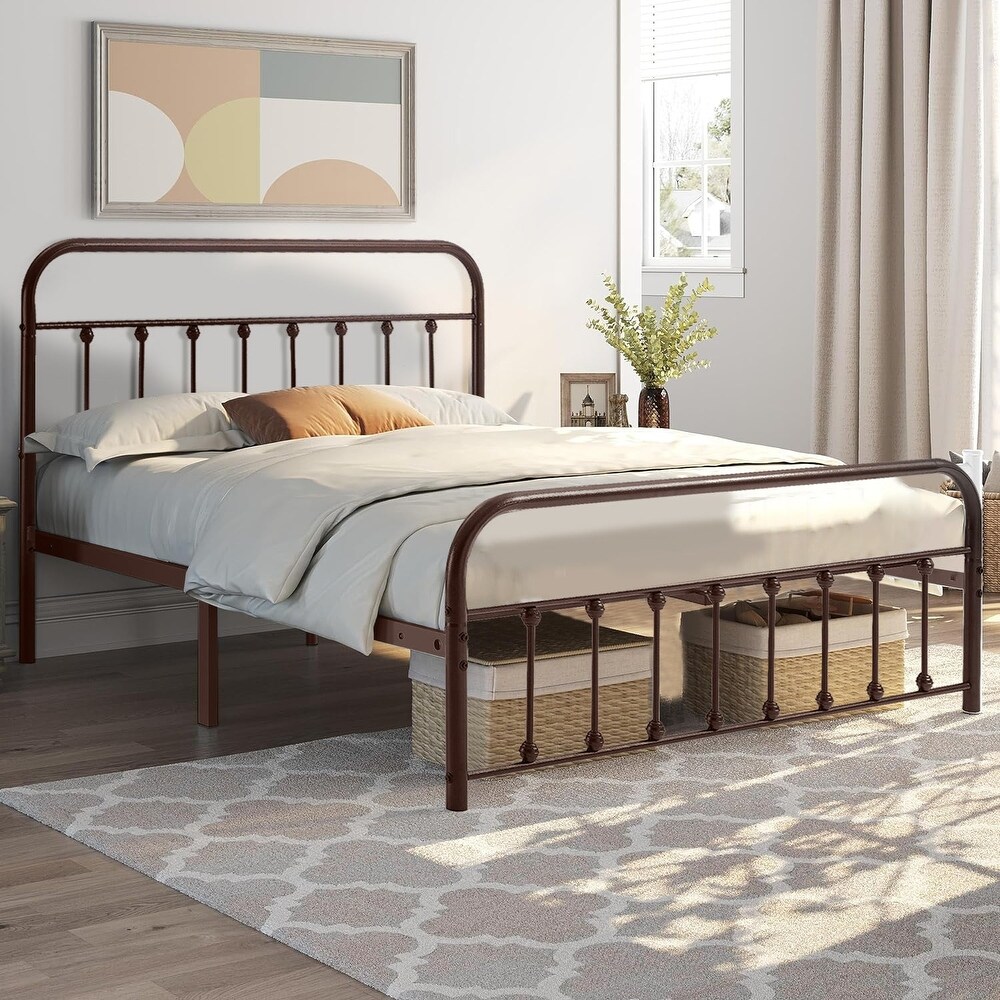 Javlergo Modern Platform Bed Frame Twin/Full/Queen/King Size Metal Bed with Headboard and Footboard