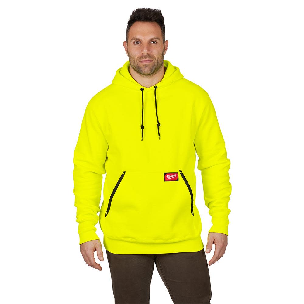 Heavy Duty Hi Vis Yellow Pullover Hoodie ; Small ;