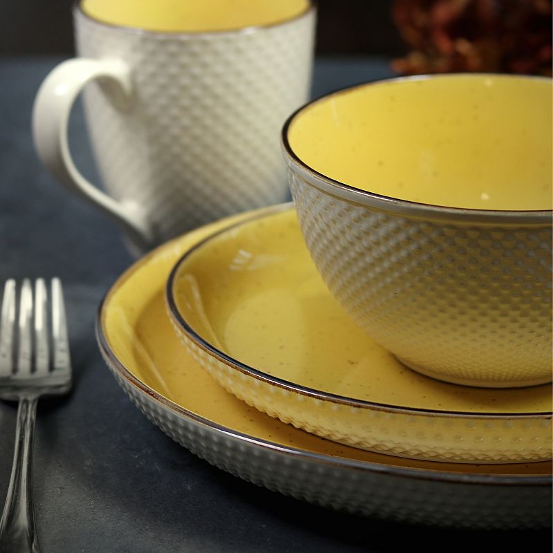 Elama Mellow-Yellow 16-Piece Dinnerware Set