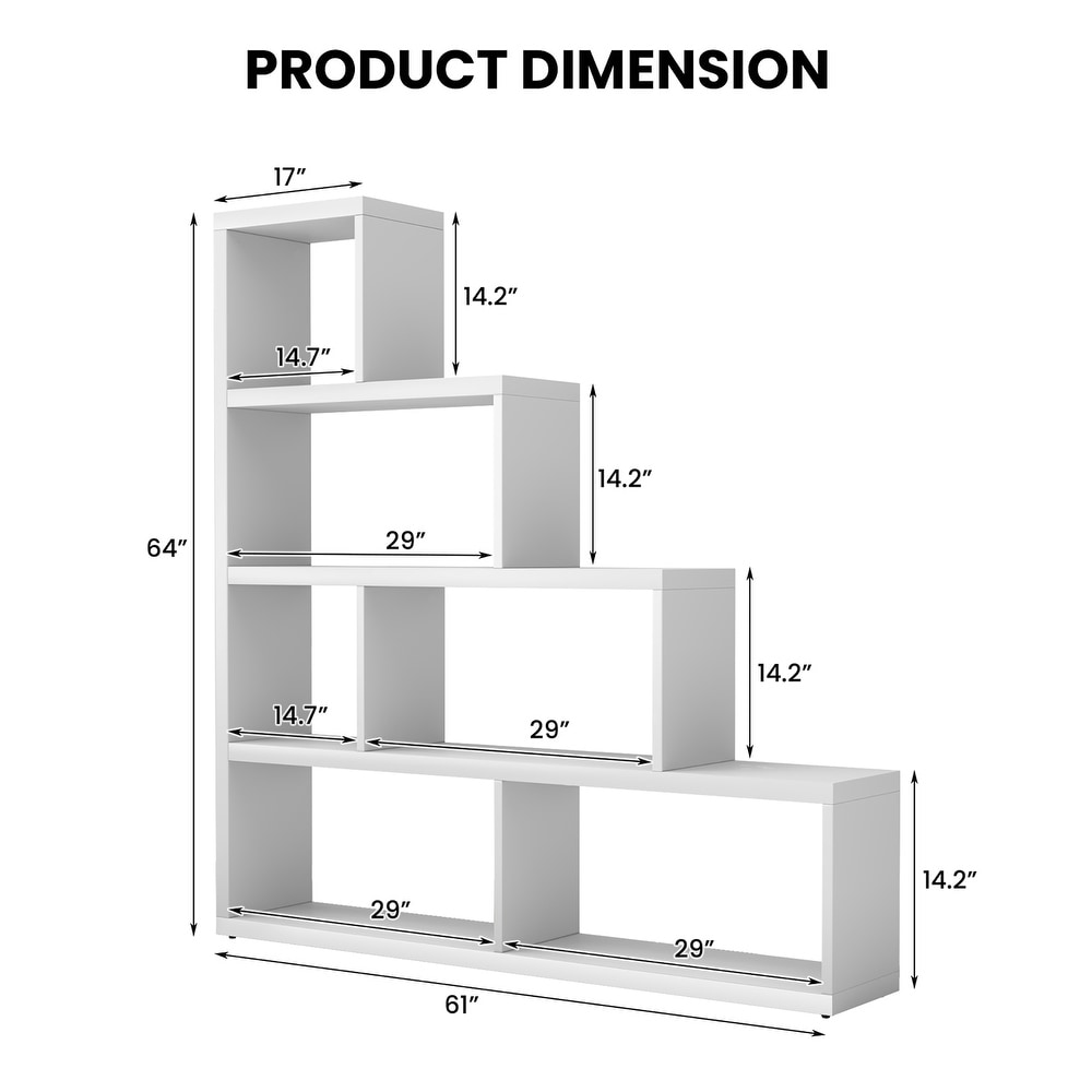 Costway 6 Cubes Ladder Shelf Freestanding Corner Bookshelf Storage