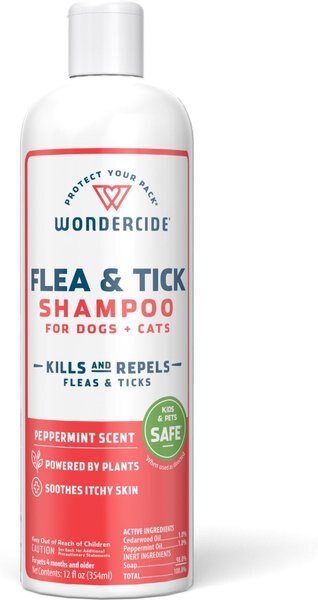 Wondercide Flea and Tick Peppermint Cat and Dog Shampoo， 12-oz bottle