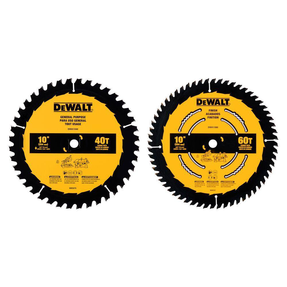 DW 10 in. 40-Tooth and 60-Tooth Table or Circular Saw Blade Set (2-Pack) DWA110CMB