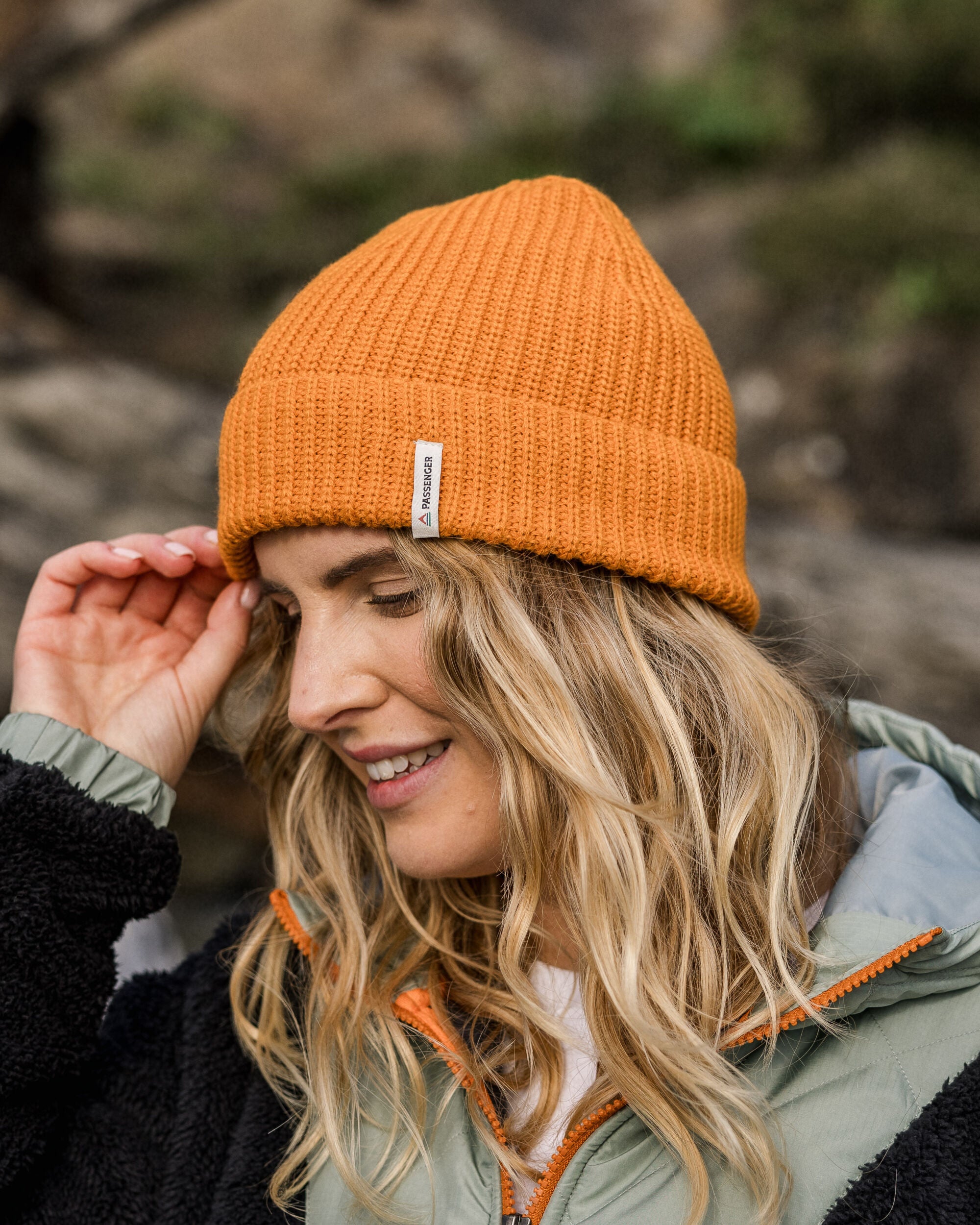 Compass Recycled Beanie - Sunrise Orange