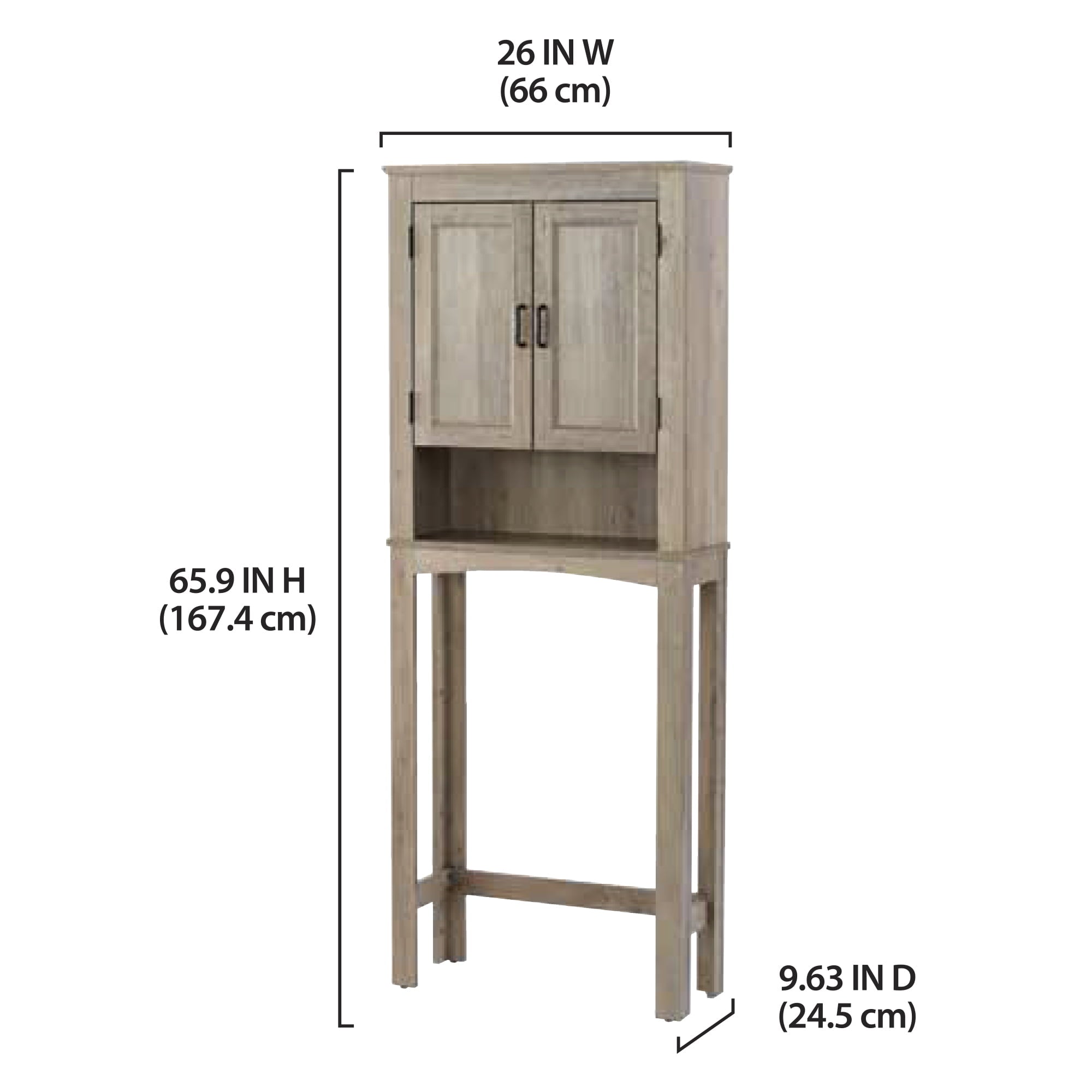 Rustic Gray 26 in. W Bathroom Space Saver, Better Homes & Gardens over the Toilet Storage Cabinet