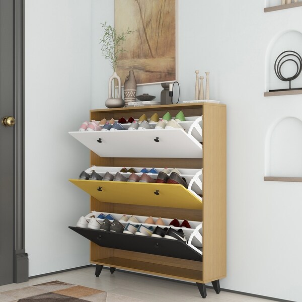 3-Tier Shoe Storage Cabinet Space Saving Entryway - - 34181351