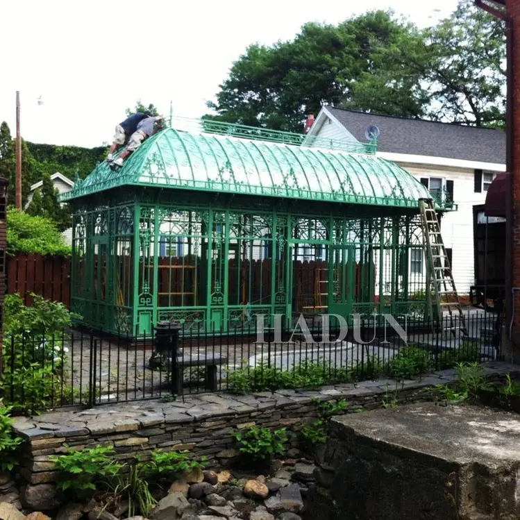 Factory direct supply Garden Ornamental green outdoor Large Wrought Iron Gazebo