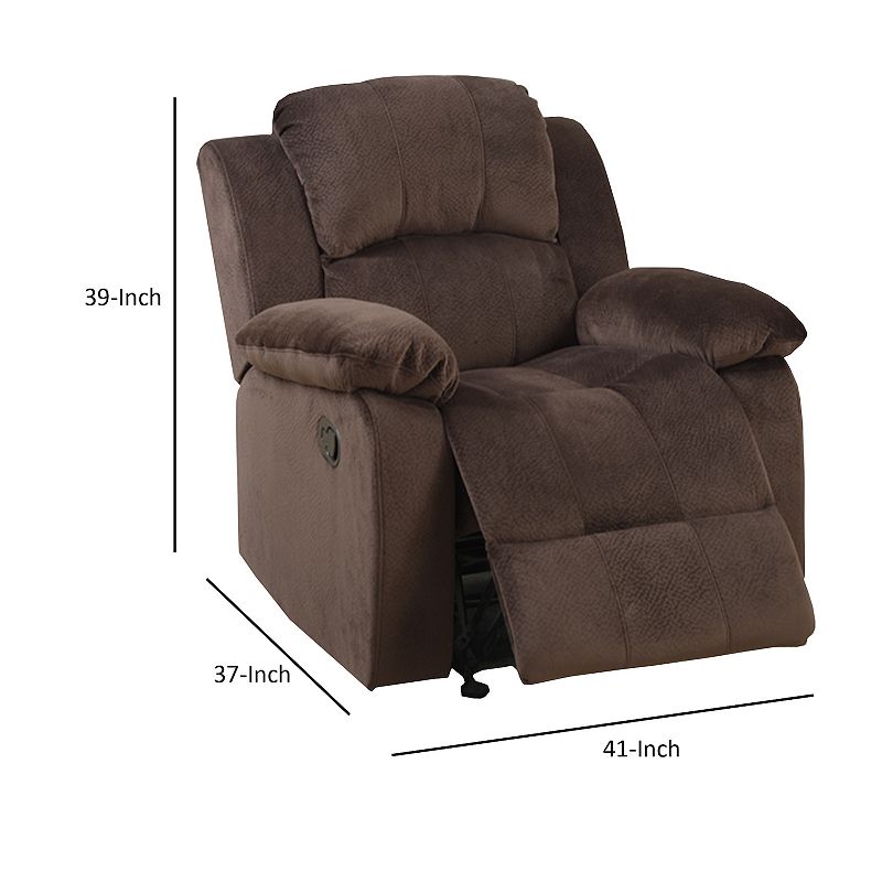 Rocker Recliner In Choco Brown Suede Fabric