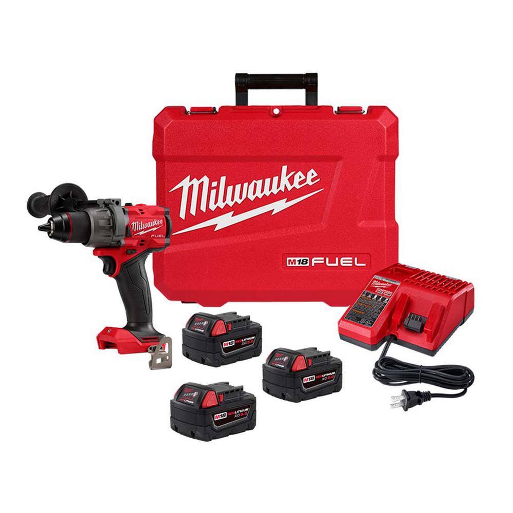 MW M18 FUEL 18-V Lithium-Ion Brushless Cordless 12 in. DrillDriver Kit with (3) 5.0Ah Batteries Charger and Hard Case 2903-22-48-11-1850